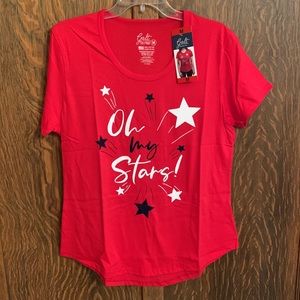 NWT Patriotic 4th of July graphic top Oh My Stars Freedom Tee by Galt medium M